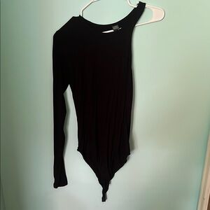Wild Fable Black Asymmetrical Long Sleeve Bodysuit